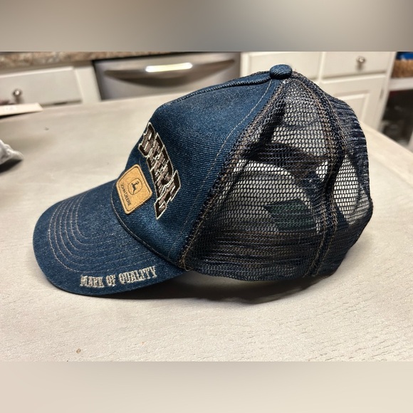 John Deere Denim Trucker Hat Mesh Snapback "Mark of Quality" Logo Baseball Cap - Picture 5 of 12